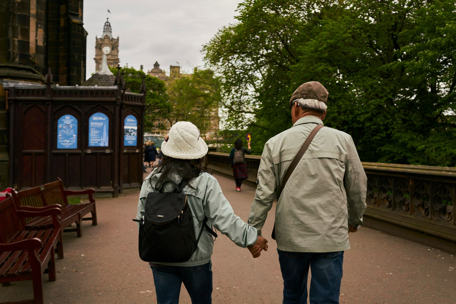 Two people walking together